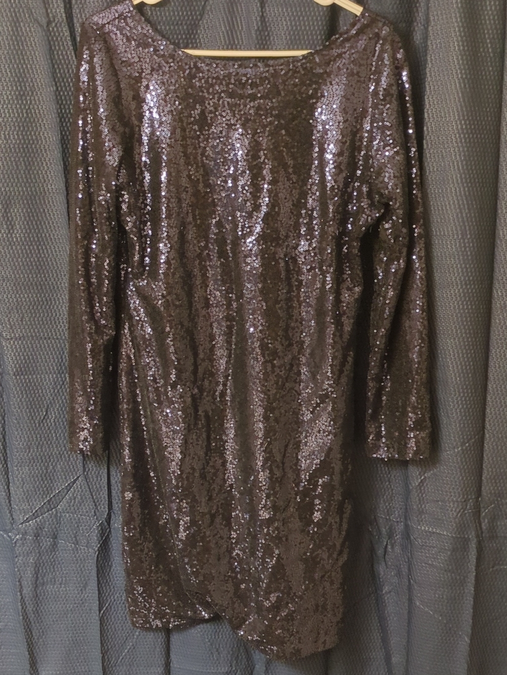 Sequin Long Sleeve Party Dress - Sparkling Navy